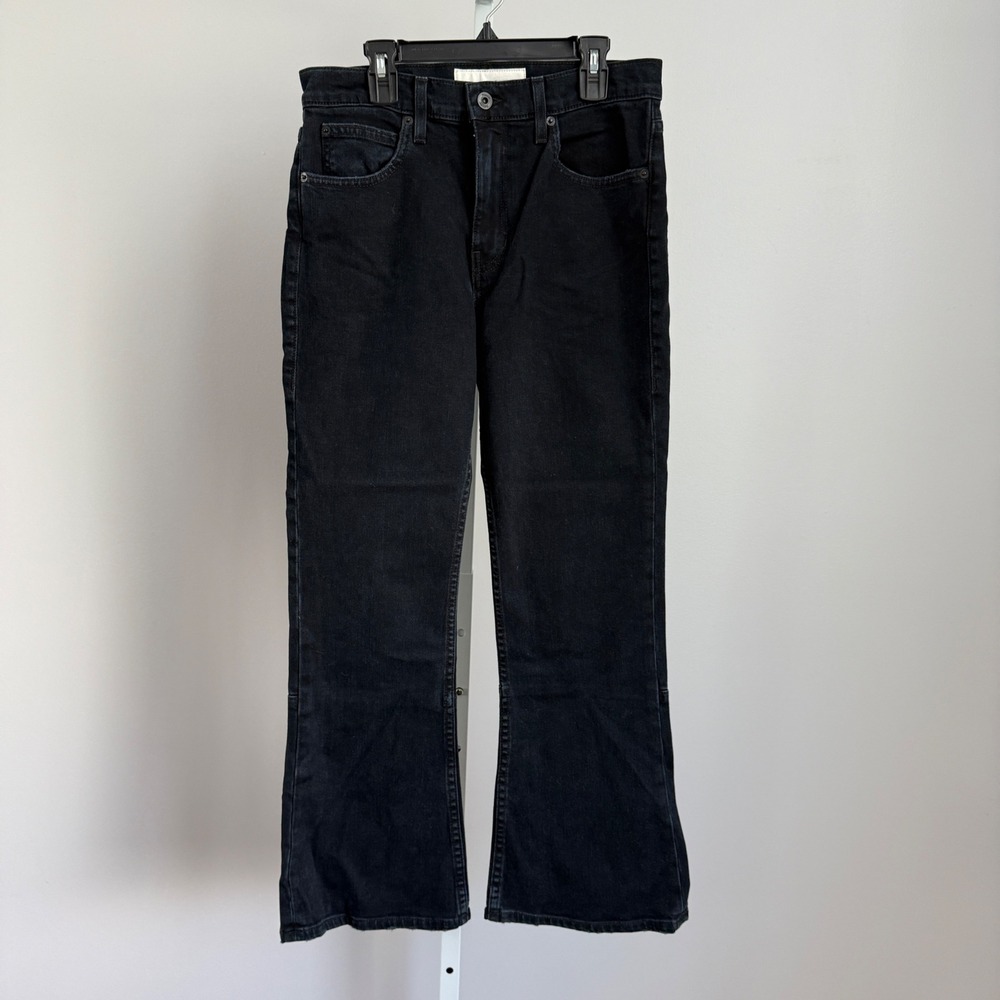 Proenza Schouler Cotton Clean Office Siren Designer Cropped Flare Jeans 26 Black